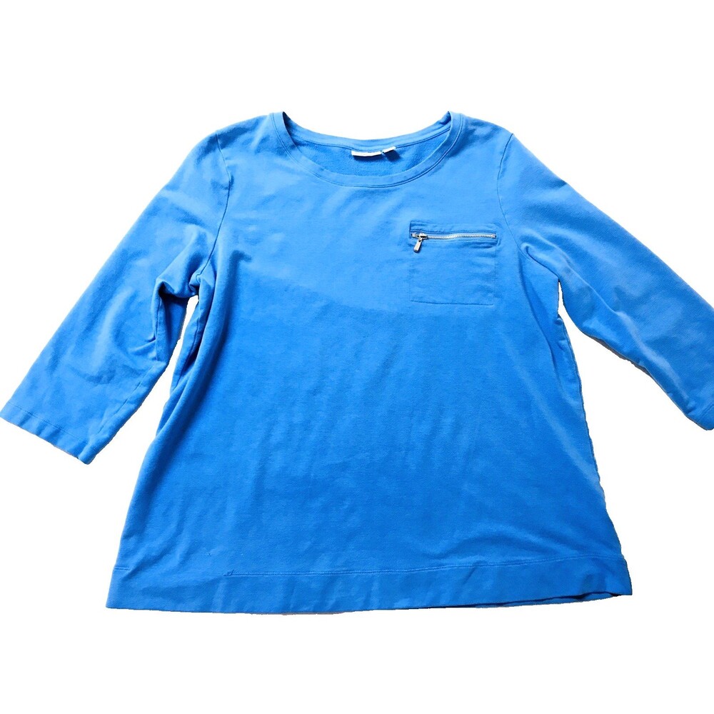 Croft & Barrow Women's Size XL Blue Top Jersey Knit 3/4 Sleeves
